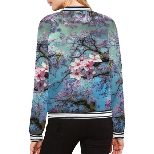Cherry blossomL All Over Print Bomber Jacket for Women (Model H21)