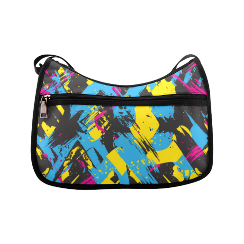 Colorful paint stokes on a black background Crossbody Bags (Model 1616)
