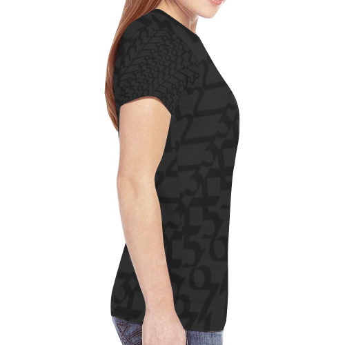 NUMBERS Collection 1234567 Matt/Black New All Over Print T-shirt for Women (Model T45)