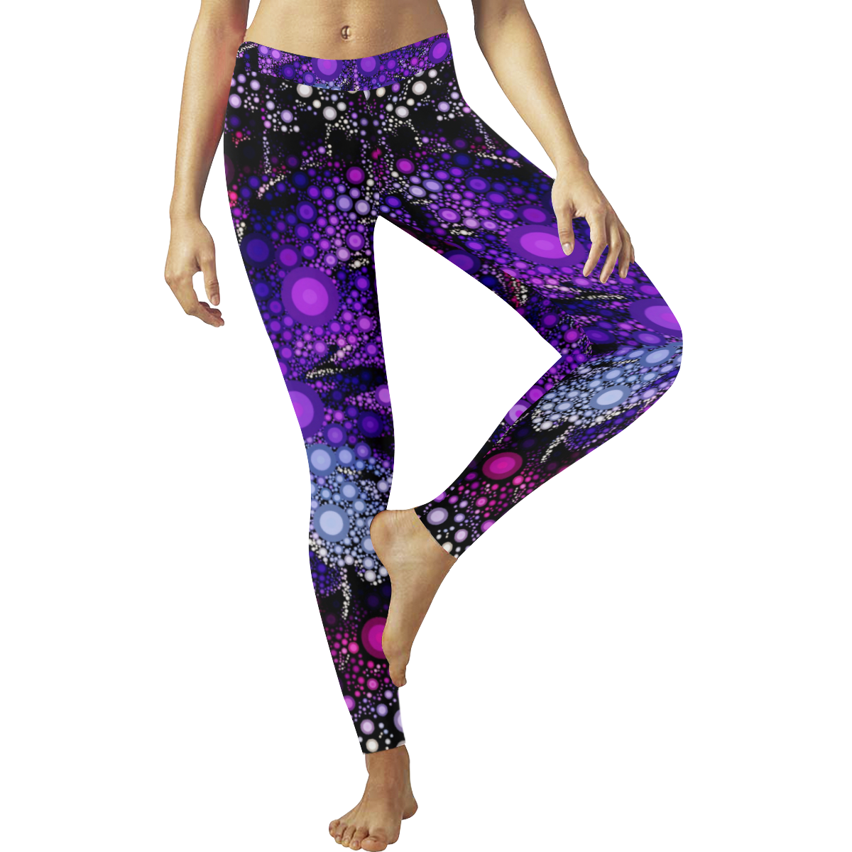 Purple rain yoga Women's Low Rise Leggings (Invisible Stitch) (Model L05)