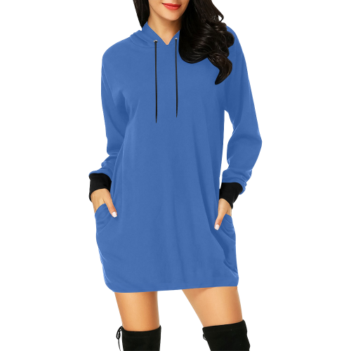 Riverside Blue by Aleta All Over Print Hoodie Mini Dress (Model H27)