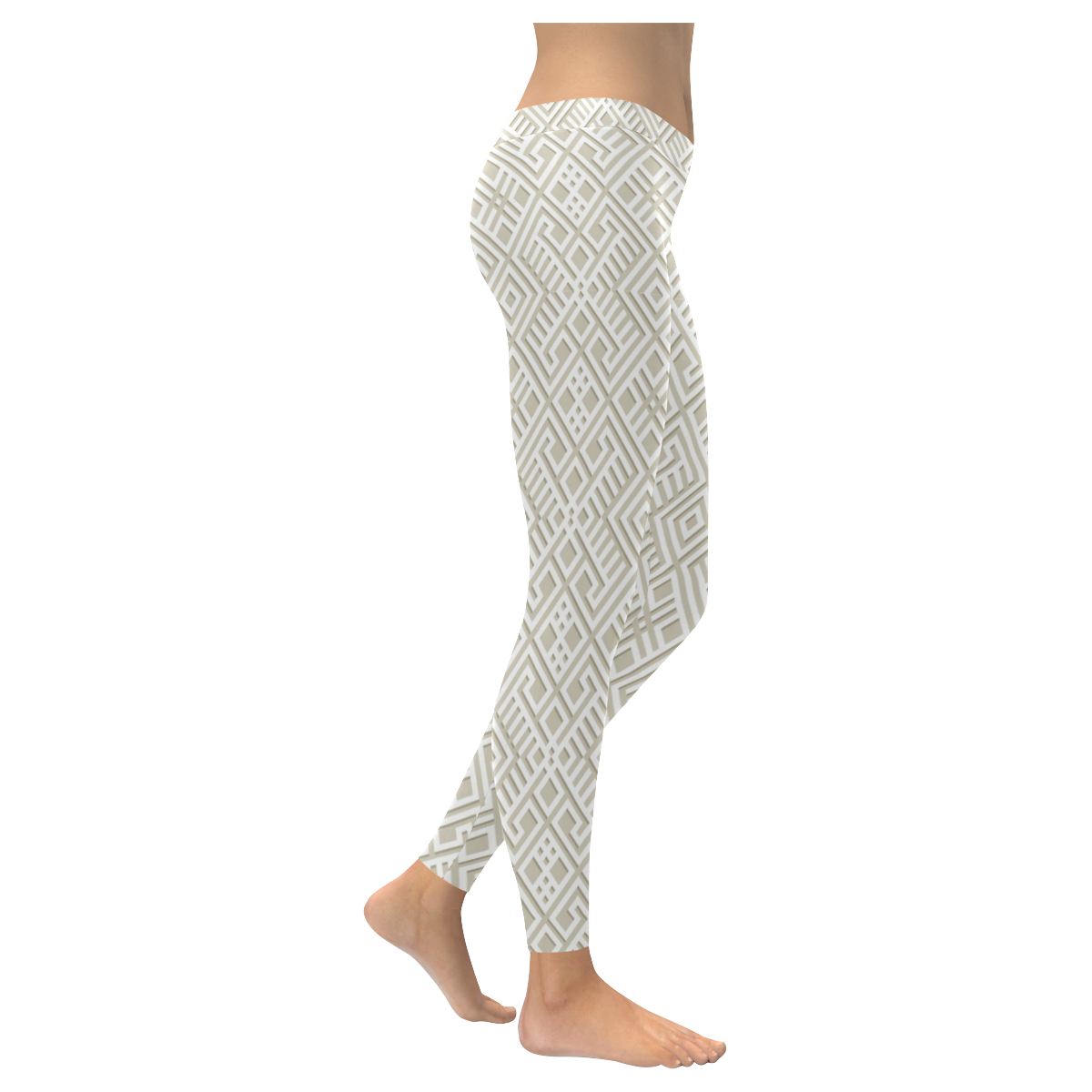 White 3D Geometric Pattern Women's Low Rise Leggings (Invisible Stitch) (Model L05)