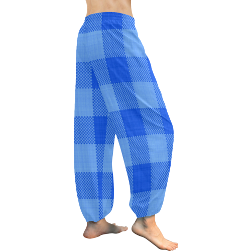 Soft Blue Plaid Women's All Over Print Harem Pants (Model L18)