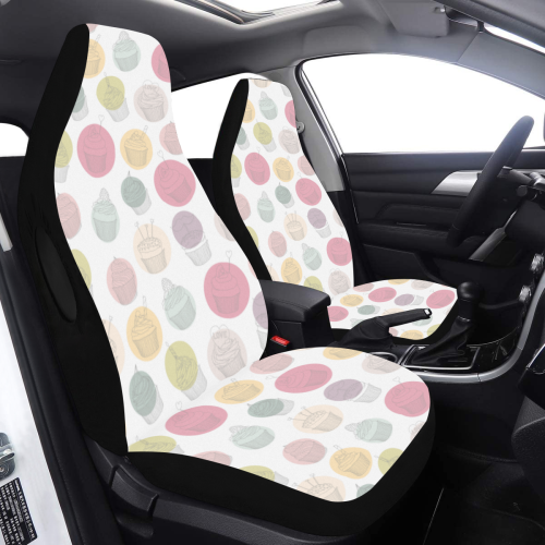 Colorful Cupcakes Car Seat Cover Airbag Compatible (Set of 2)