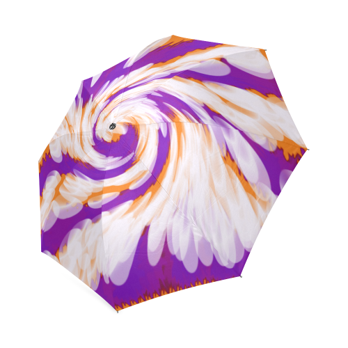 Purple Orange Tie Dye Swirl Abstract Foldable Umbrella (Model U01)