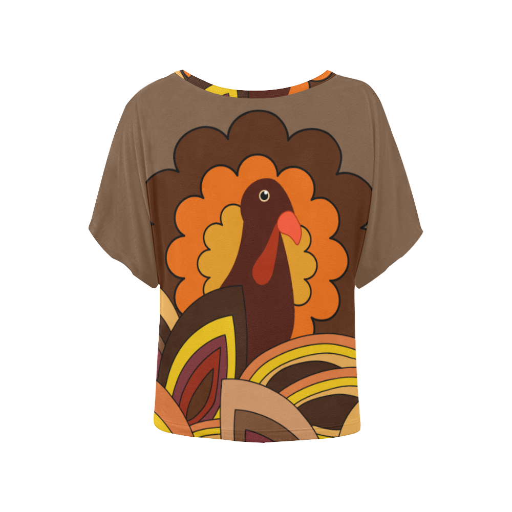 Turkey Retro on  Brown Women's Batwing-Sleeved Blouse T shirt (Model T44)