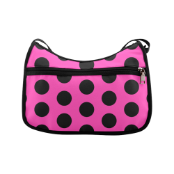 black polka dots on pink background Crossbody Bags (Model 1616)