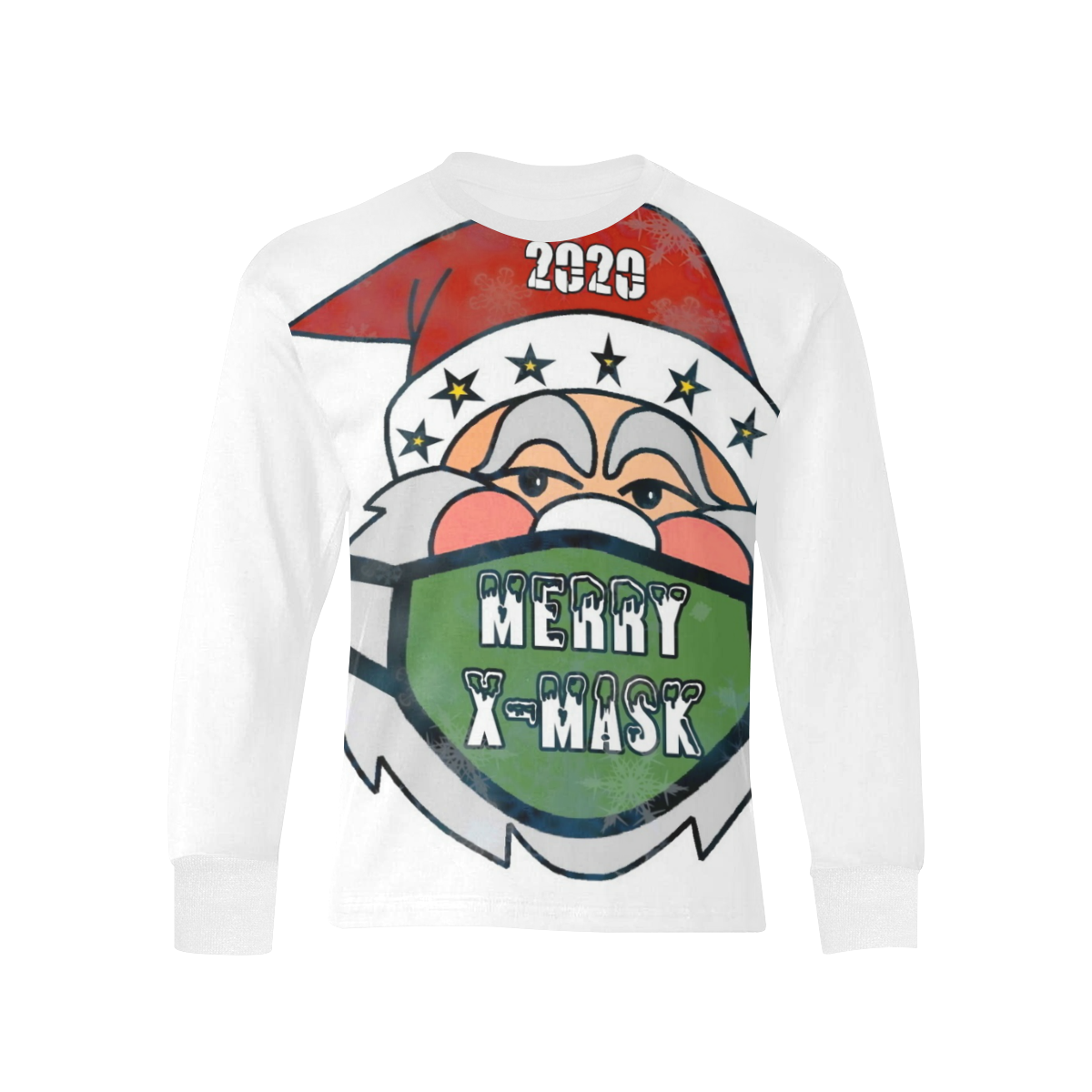 X Mask Christmas by Nico Bielow Kids' Rib Cuff Long Sleeve T-shirt (Model T64)