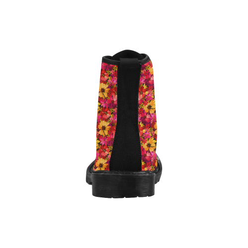 Flower Pattern Martin Boots for Women (Black) (Model 1203H)