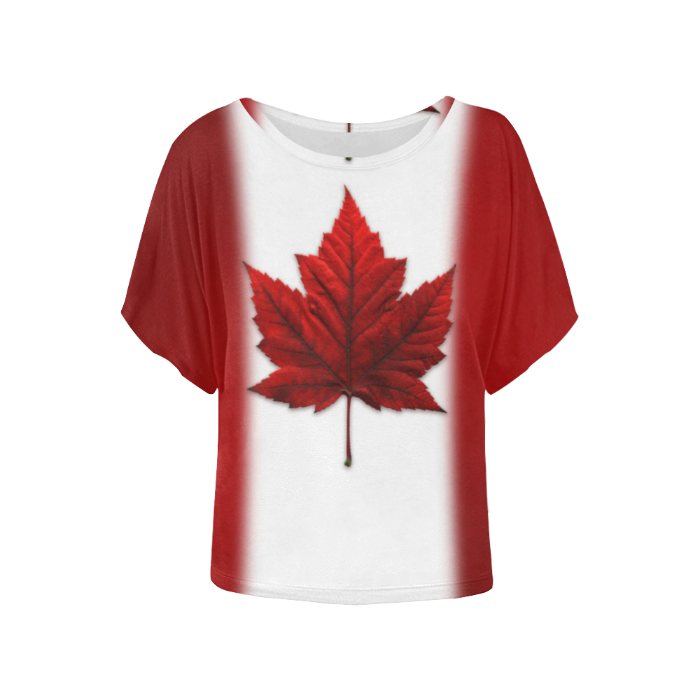 Canada Flag Shirts Women's Batwing-Sleeved Blouse T shirt (Model T44)