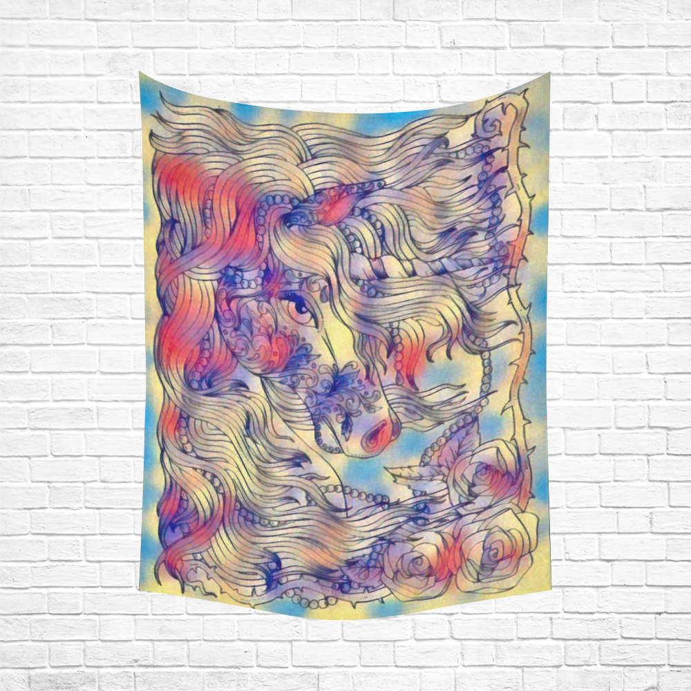 Cosmic Unicorn Fantasy Splash Cotton Linen Wall Tapestry 60"x 80"