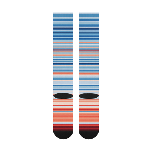 blue and coral stripe 2 Over-The-Calf Socks