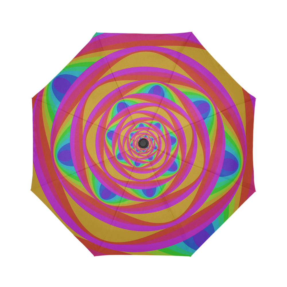 Red pink spiral Auto-Foldable Umbrella (Model U04)
