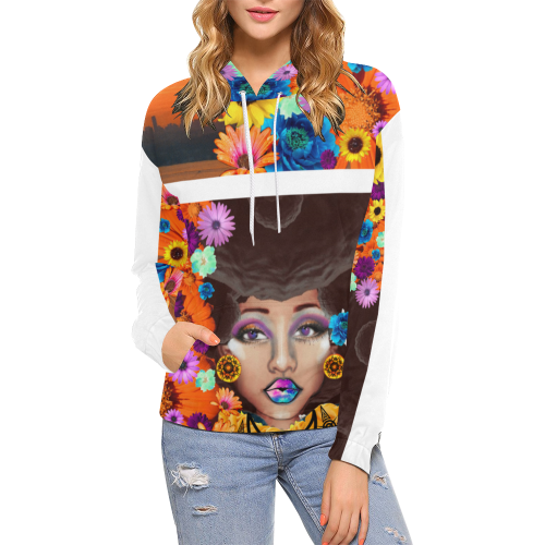 allovver again 8 All Over Print Hoodie for Women (USA Size) (Model H13)