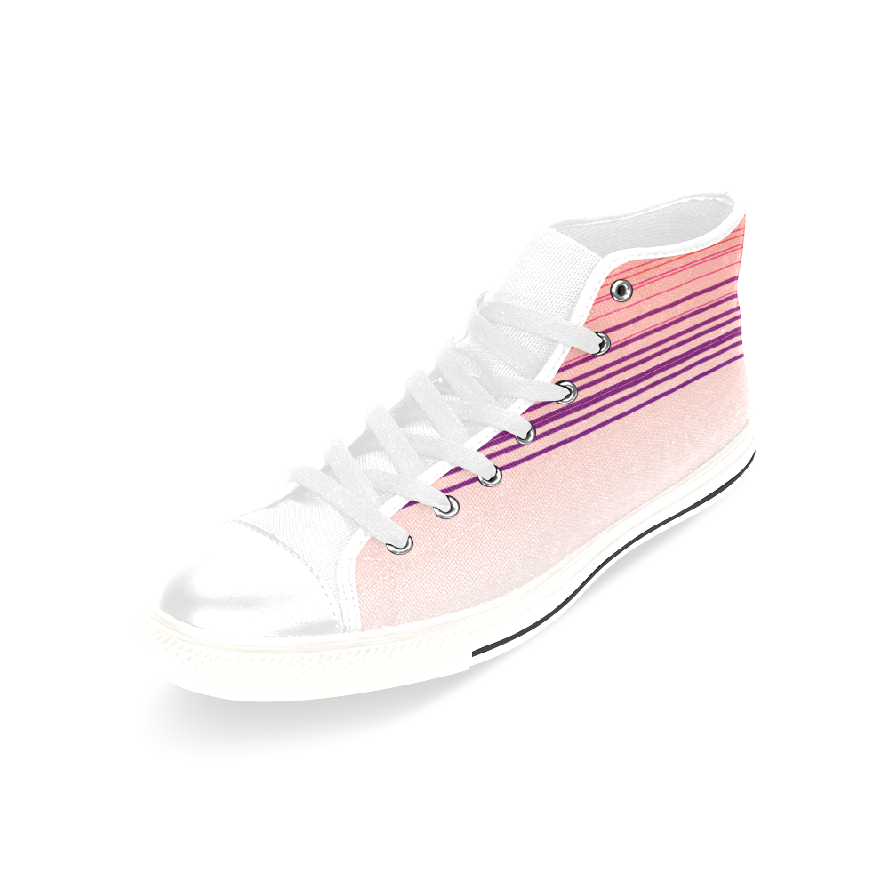 Unisex shoes pinks lines Men’s Classic High Top Canvas Shoes /Large Size (Model 017)