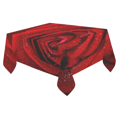 Red rosa Cotton Linen Tablecloth 52"x 70"