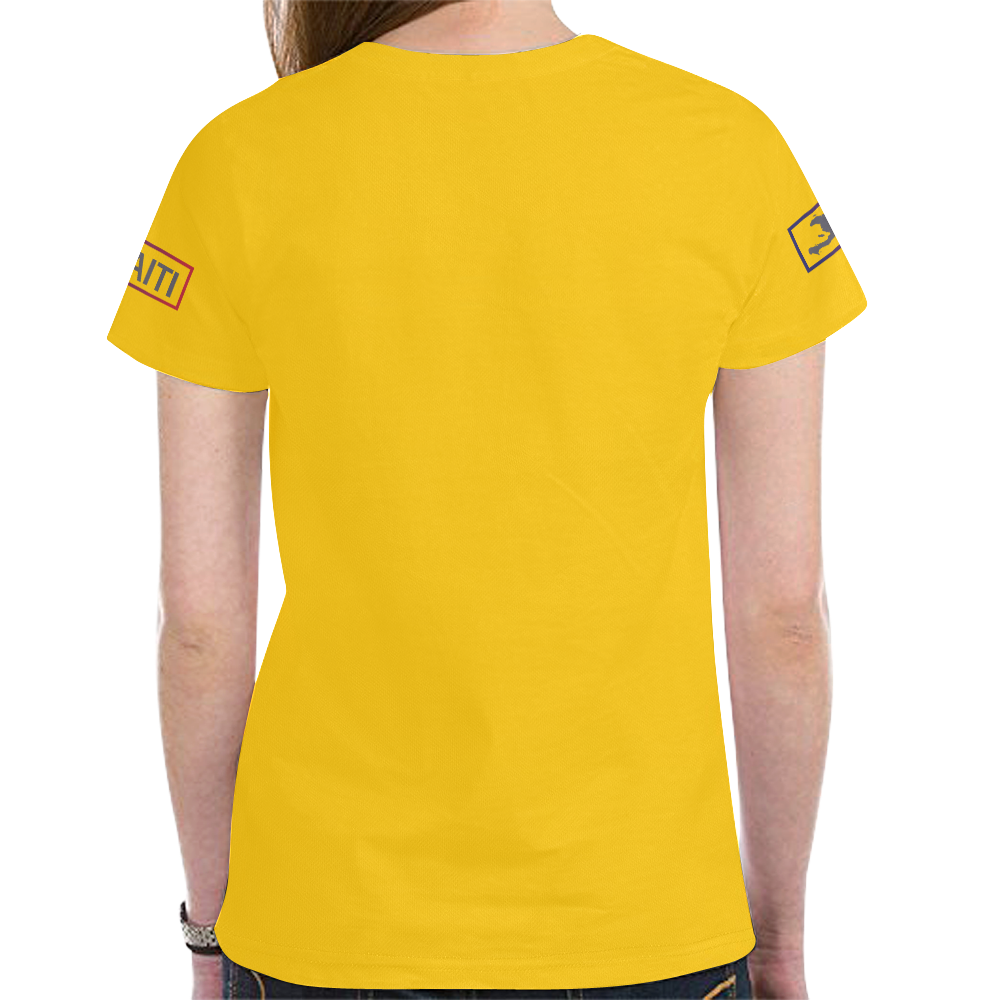 Haitian Flag Print T-shirt for Women (Yellow) New All Over Print T-shirt for Women (Model T45)