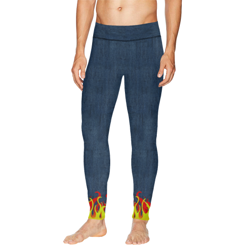 Fire and Flames With Denim Men's All Over Print Leggings (Model L38)