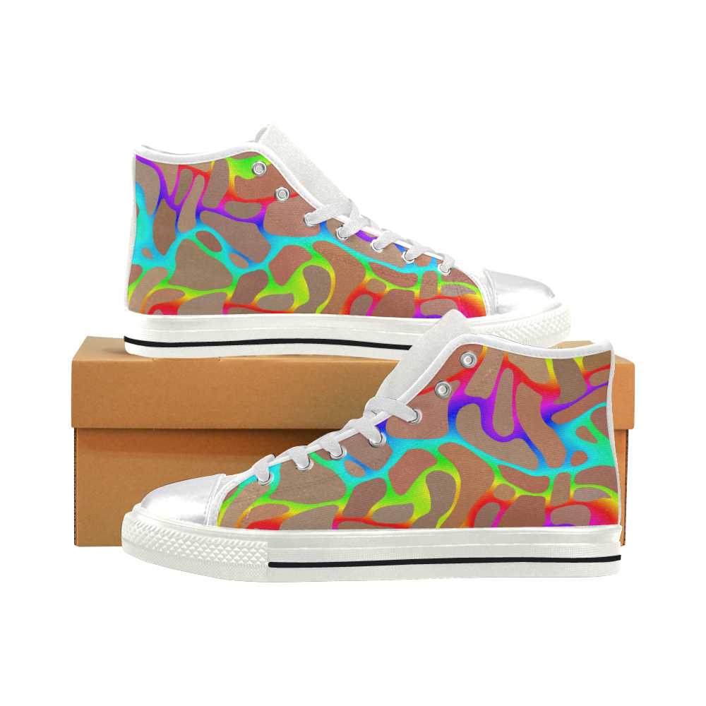 Colorful wavy shapes Women's Classic High Top Canvas Shoes (Model 017)