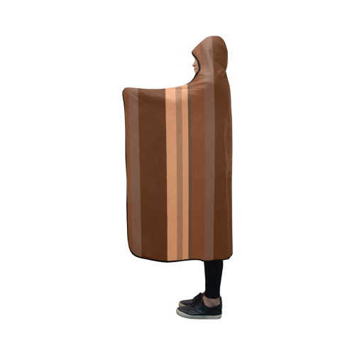 Brown Chocolate Caramel Stripes Hooded Blanket 50''x40''