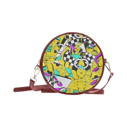 Shapes on a yellow background Round Sling Bag (Model 1647)
