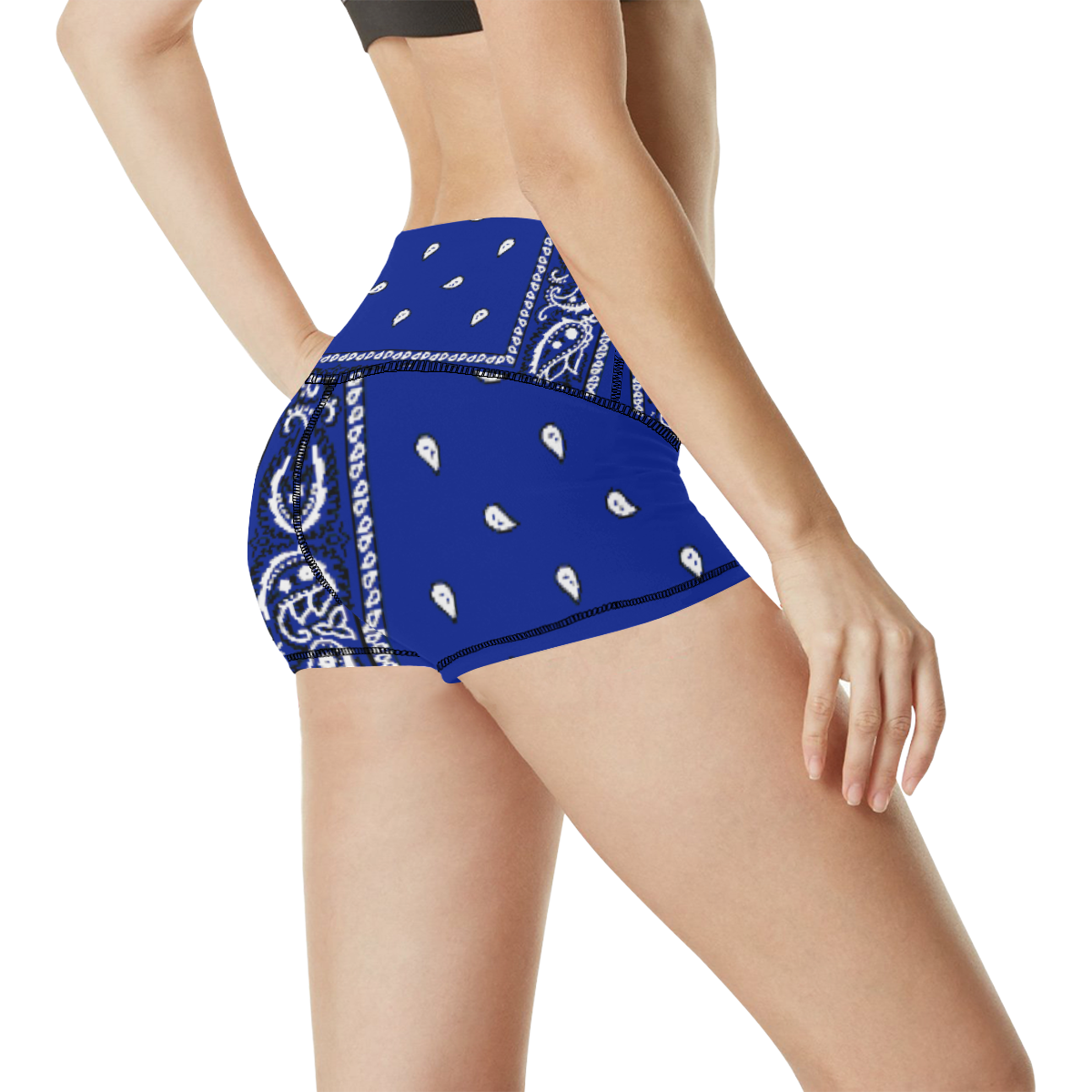 KERCHIEF PATTERN BLUE Women's All Over Print Yoga Shorts (Model L17)