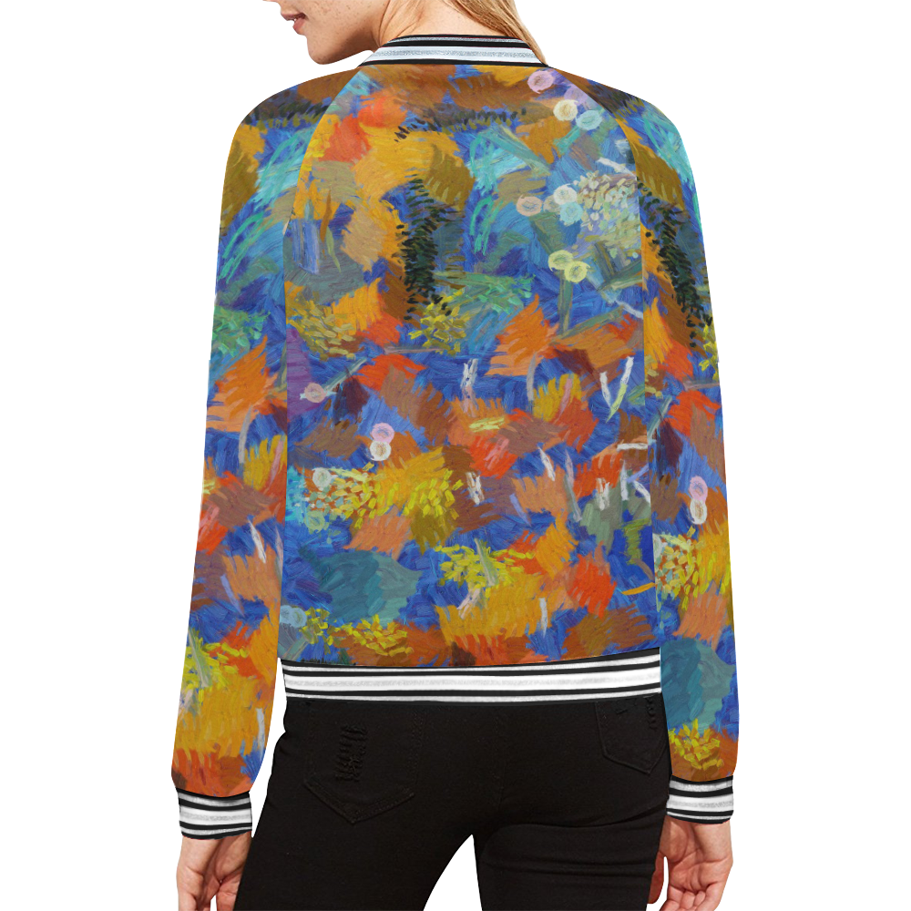 Colorful paint strokes All Over Print Bomber Jacket for Women (Model H21)
