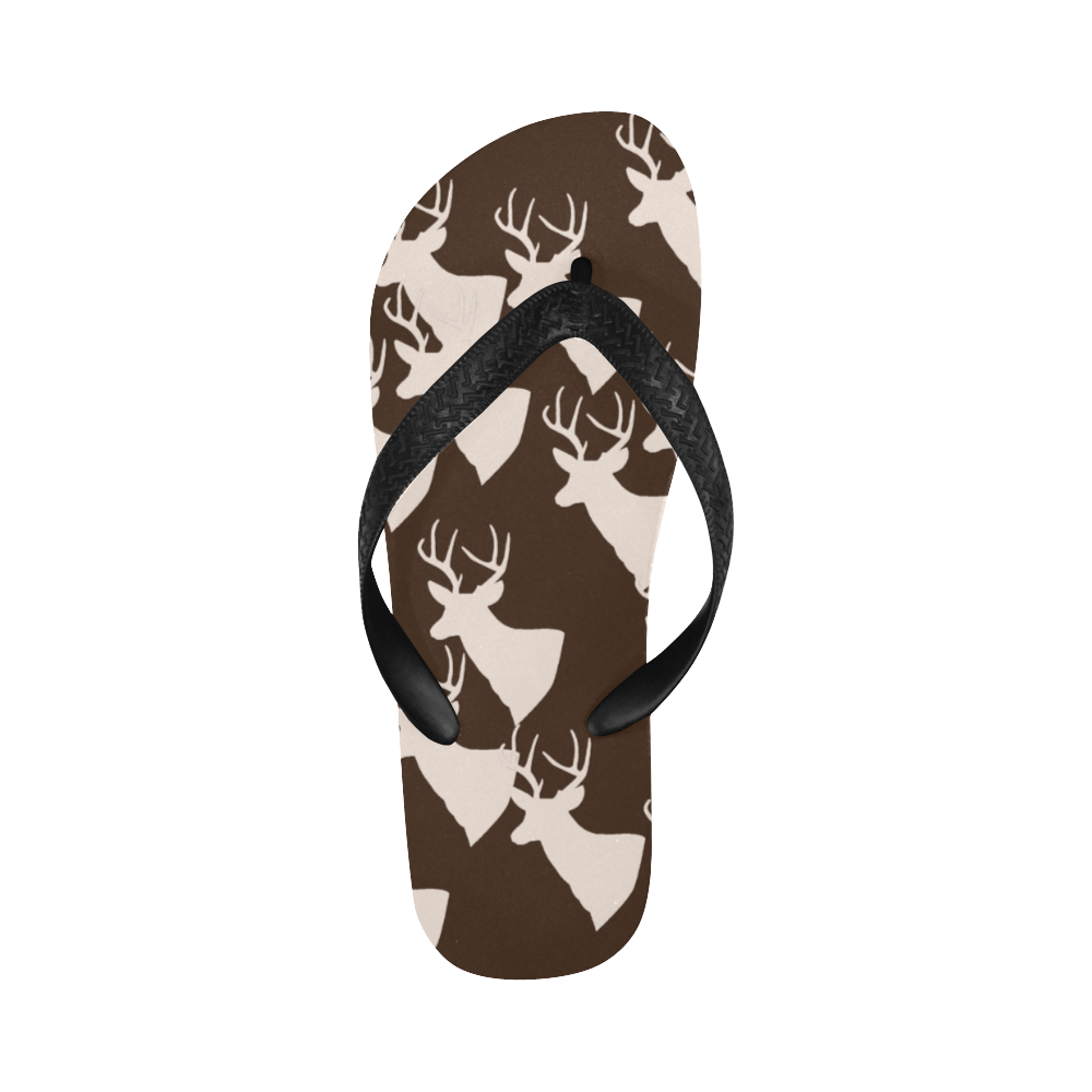 brown deer pattern Flip Flops for Men/Women (Model 040)