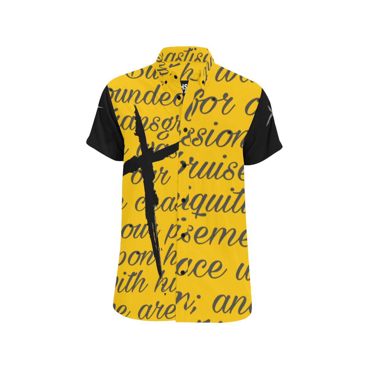 Yellow/Black Men's All Over Print Short Sleeve Shirt (Model T53)