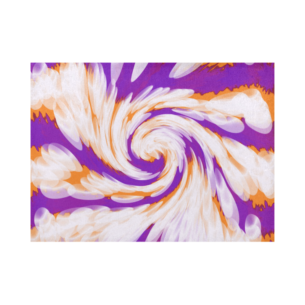 Purple Orange Tie Dye Swirl Abstract Placemat 14’’ x 19’’ (Set of 6)
