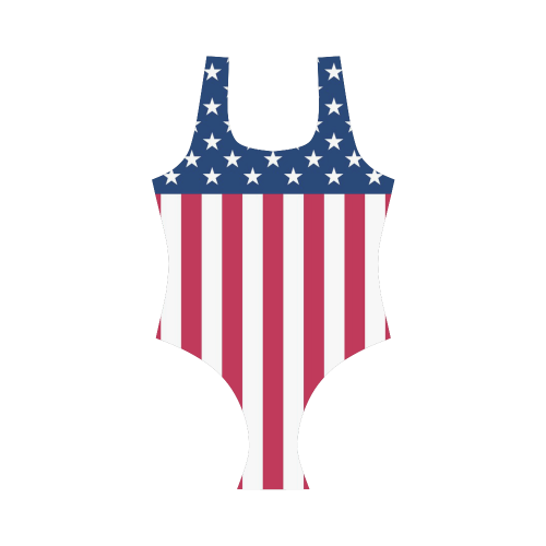 American Flag Vest One Piece Swimsuit (Model S04)