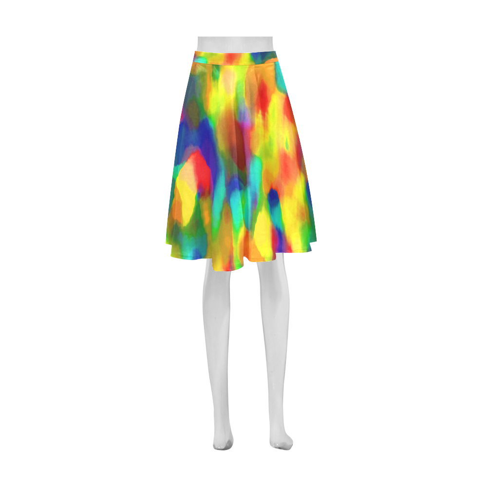 Colorful watercolors texture Athena Women's Short Skirt (Model D15)