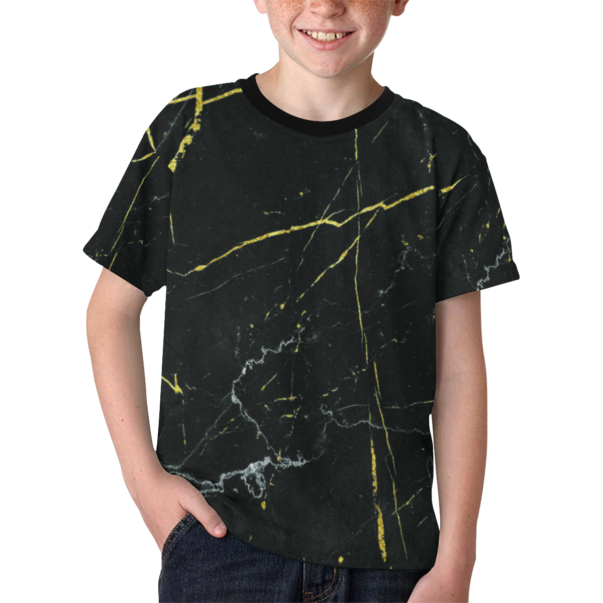 Dark Marble Design Kids' All Over Print T-shirt (Model T65)