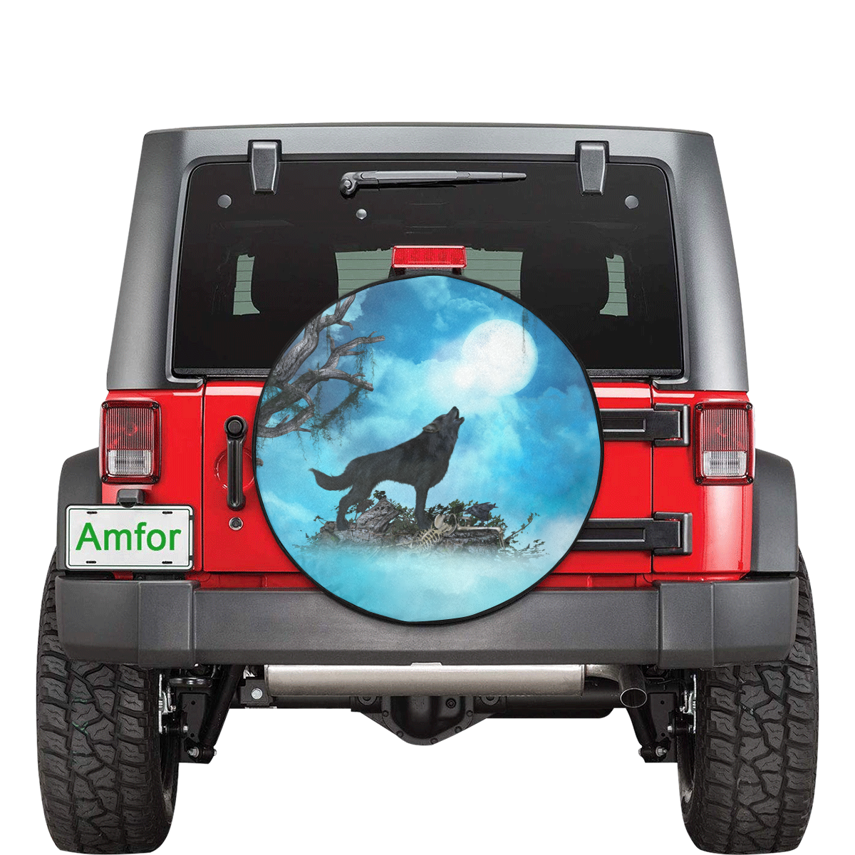 Beautiful black wolf 30 Inch Spare Tire Cover