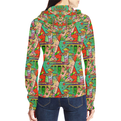 Stop and Go by Artdream All Over Print Full Zip Hoodie for Women (Model H14)