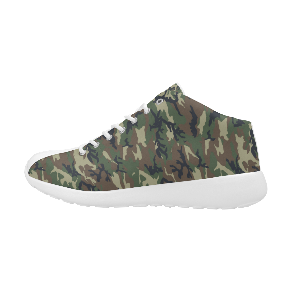 Woodland Forest Green Camouflage Women's Basketball Training Shoes/Large Size (Model 47502)