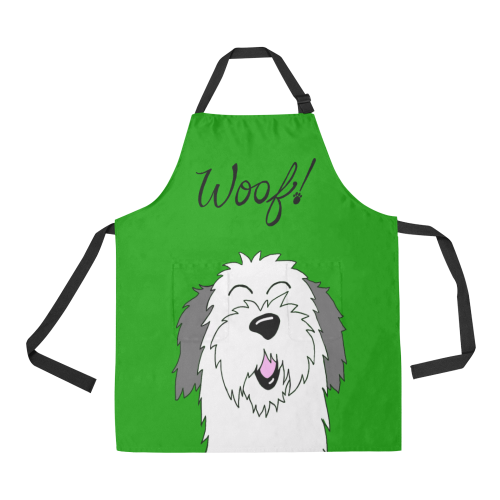 Woof!! Sheepie - green All Over Print Apron