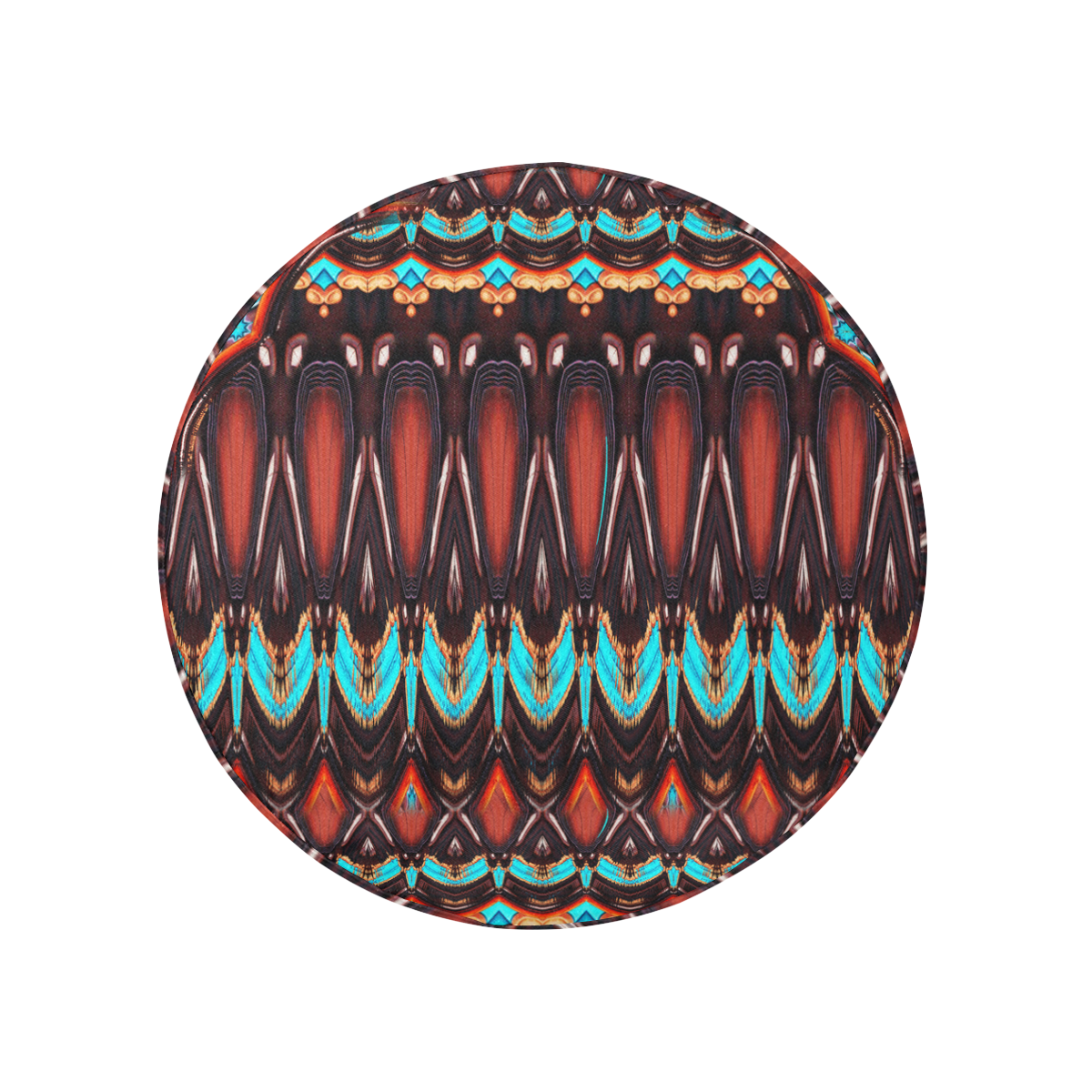 K172 Wood and Turquoise Abstract 32 Inch Spare Tire Cover