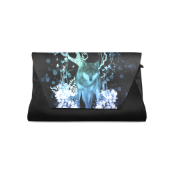 Awesome wolf with flowers Clutch Bag (Model 1630)