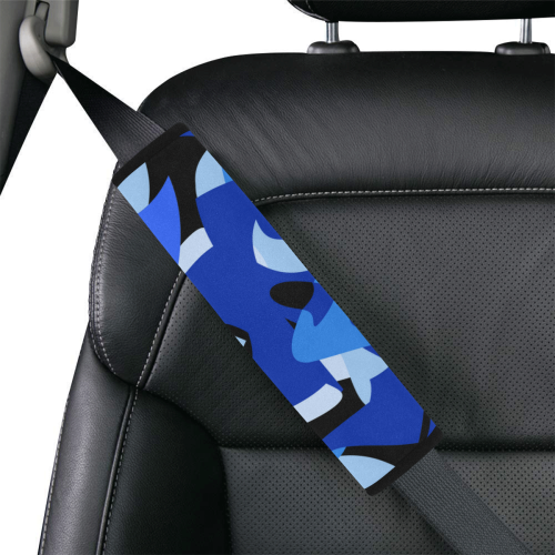 Camouflage Abstract Blue and Black Car Seat Belt Cover 7''x12.6''