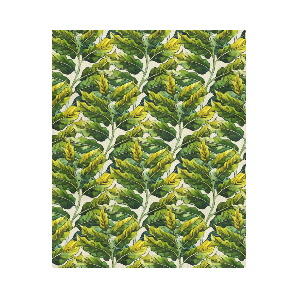 Yellow Green Wide Tropical Leaf pattern 6 Duvet Cover 86"x70" ( All-over-print)