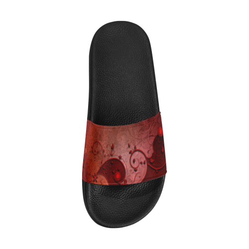 Soft decorative floral design Women's Slide Sandals (Model 057)