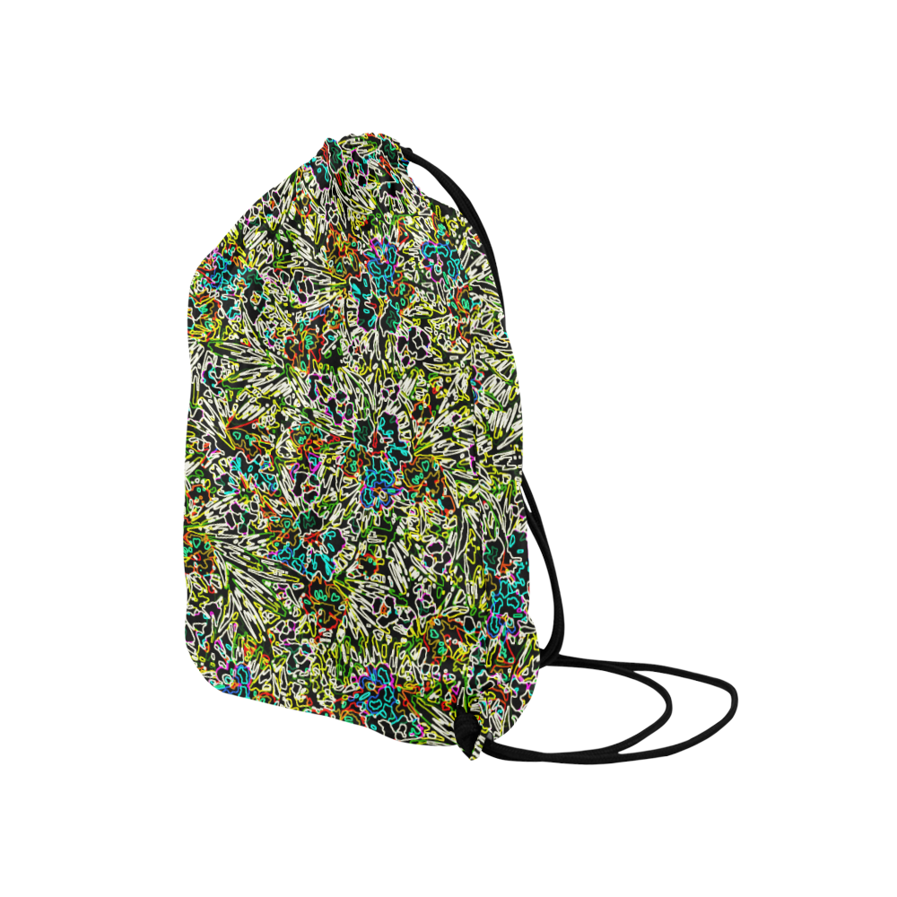 Multicolored Abstract Pattern Medium Drawstring Bag Model 1604 (Twin Sides) 13.8"(W) * 18.1"(H)