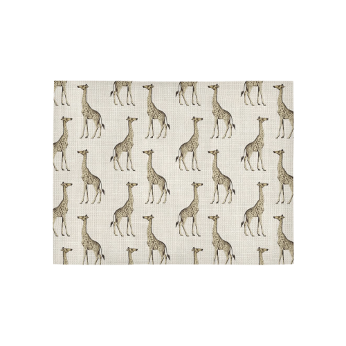 Linen Giraffe Animal Print Area Rug 5'3''x4'
