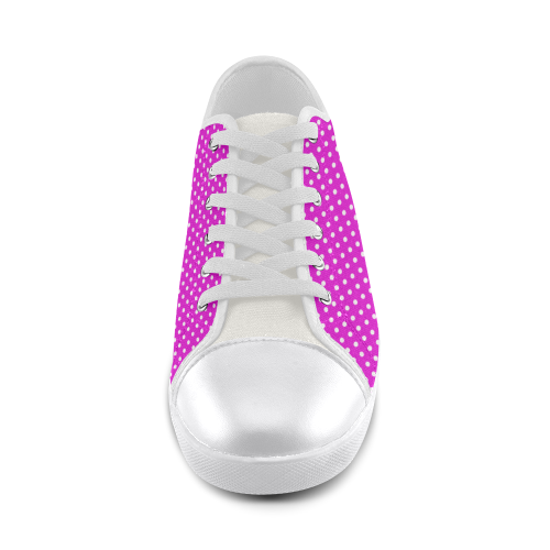 Pink polka dots Canvas Shoes for Women/Large Size (Model 016)