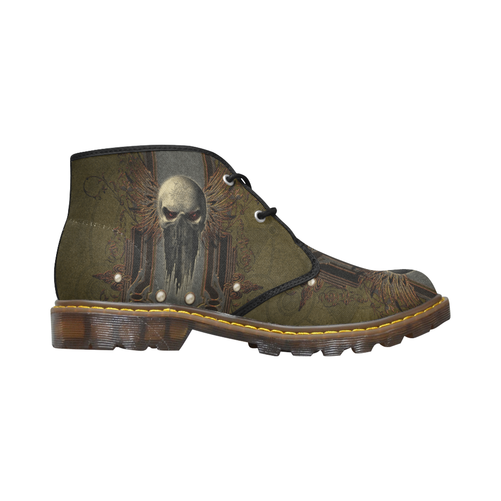 Awesome dark skull Men's Canvas Chukka Boots (Model 2402-1)