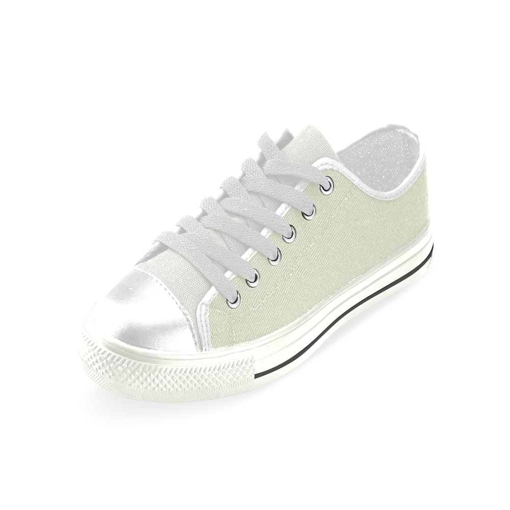color beige Low Top Canvas Shoes for Kid (Model 018)