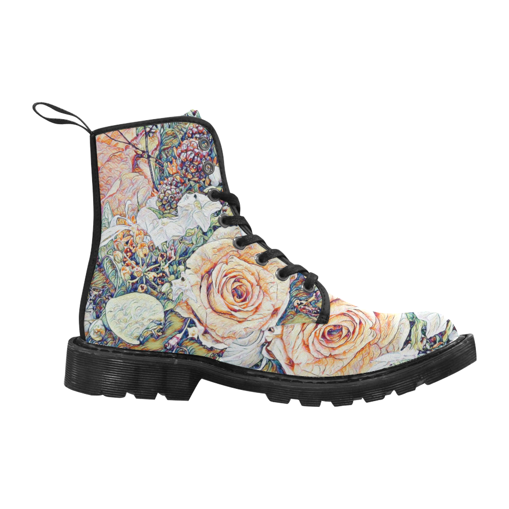 Impression Floral 10191 by JamColors Martin Boots for Women (Black) (Model 1203H)