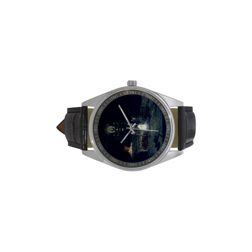 Night of the Zombies Men's Casual Leather Strap Watch(Model 211)