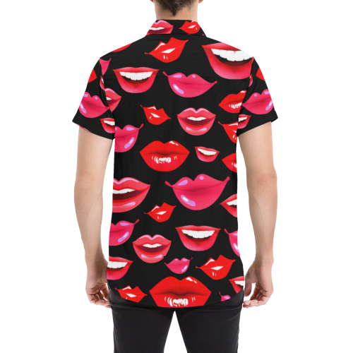 lips Men's All Over Print Short Sleeve Shirt (Model T53)